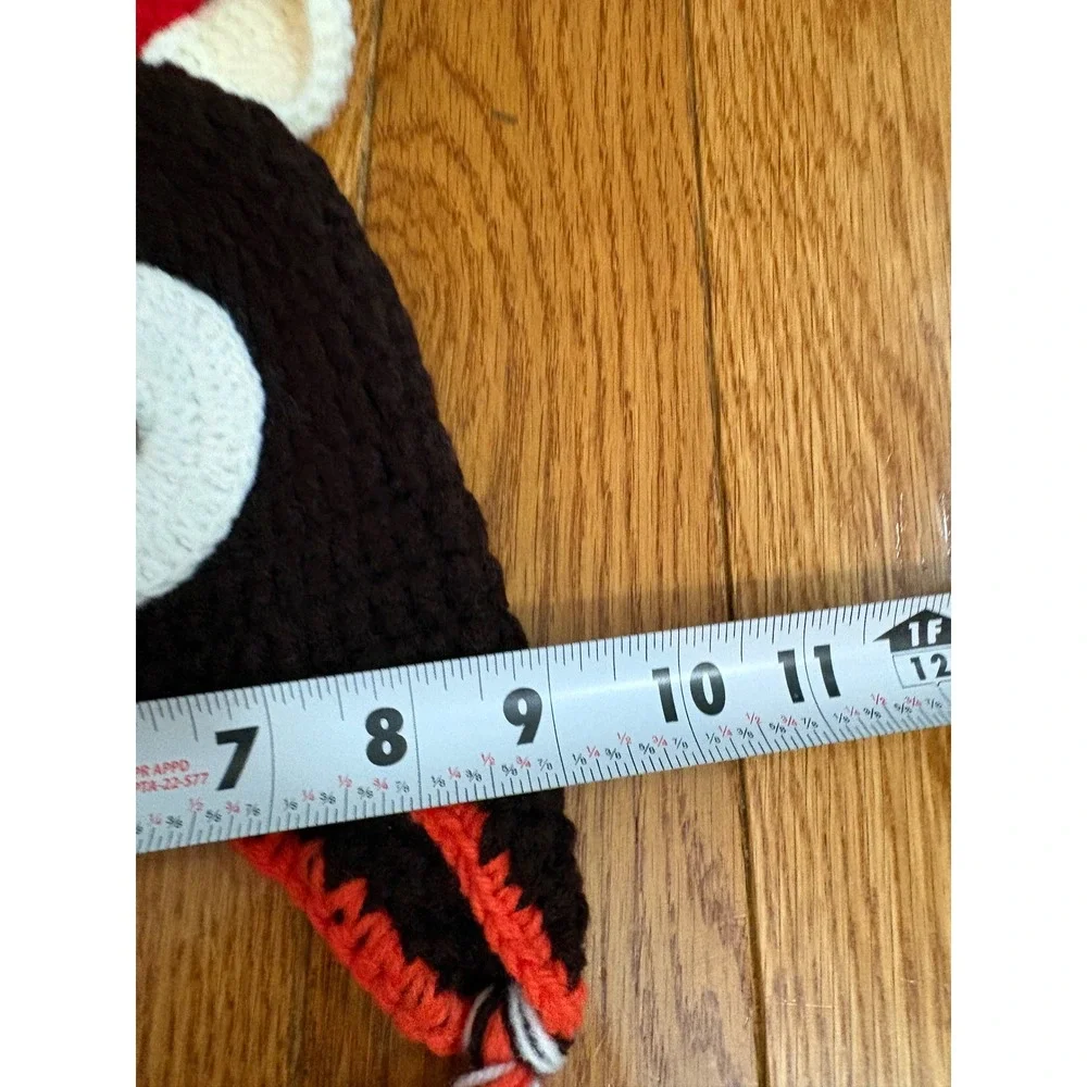 Handmade Crochet Turkey Beanie Kids Thanksgiving Knit Earflap Hat Brown Novelty